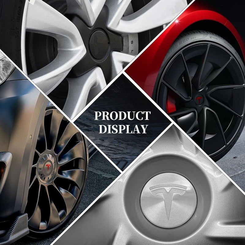 Knomix 4 Pack Aluminum Waterproof Wheel Cover Center Emblem Sticker for Tesla Model 3 Model Y 56mm Hubcaps Wheel Rim Cover (Matte Black) - Image 5